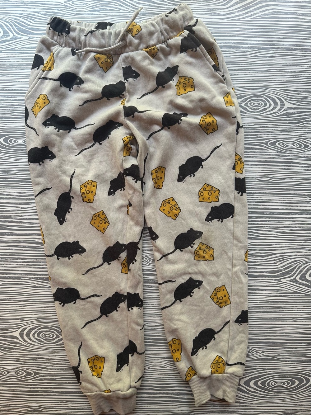 Mini Rodini Joggers with Black Mice and Yellow Cheese Print 6/7